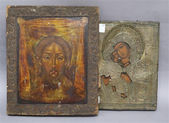 Two painted icons largest 32 x 27cm